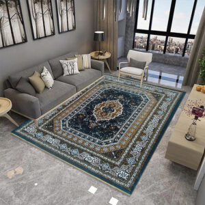 Distressed Aqua Medallion Rug.
